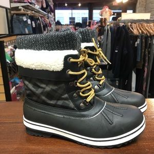 Aleader Women’s Duck Boot Waterproof Shell Fur Lined Black Sz 11